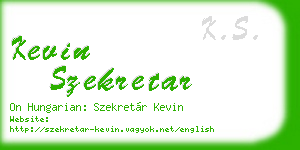 kevin szekretar business card